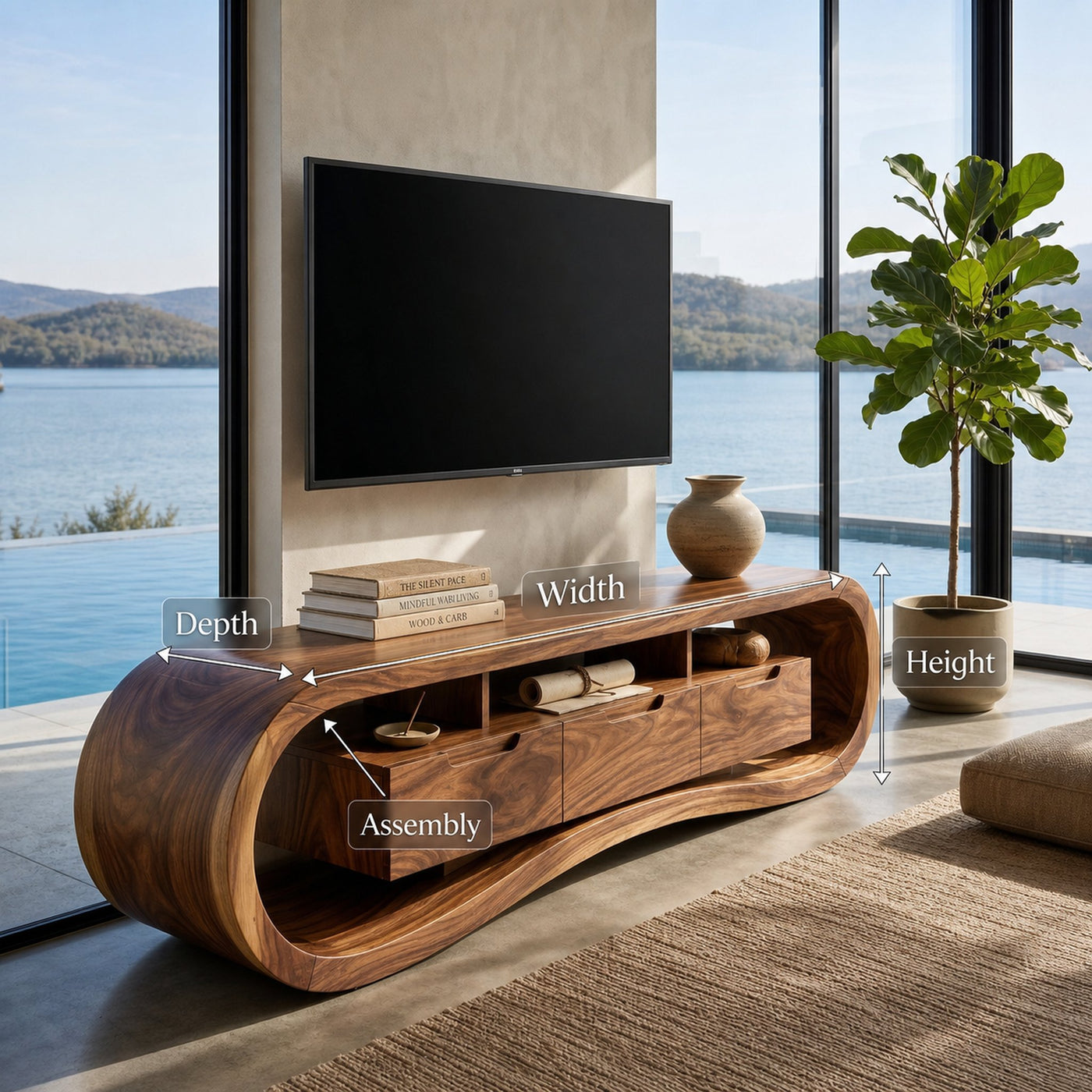 Modern Sculptural TV Stand For Luxury Minimalist Living Room - product view 8