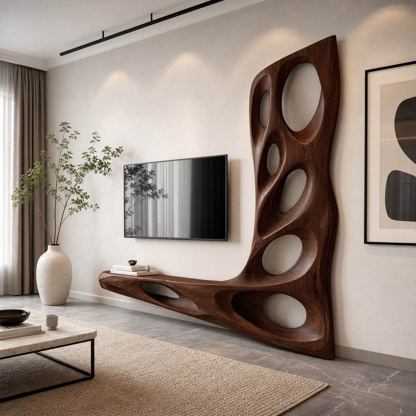Modern Sculptural TV Wall Console For Living Room Decor - product view 7