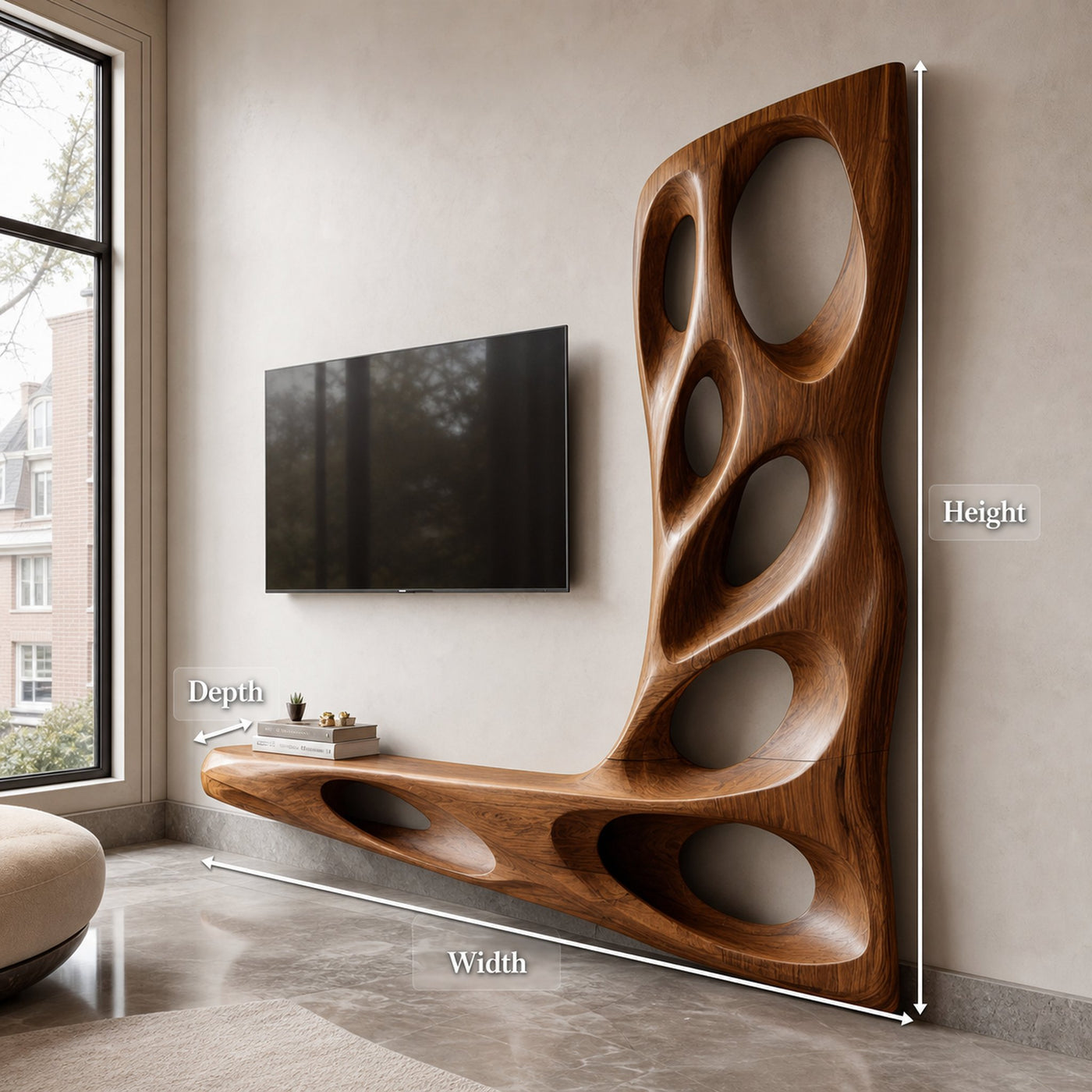 Modern Sculptural TV Wall Console For Living Room Decor - product view 8