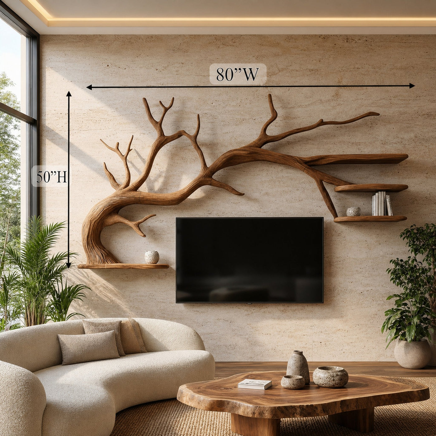 Modern Sculptural Tree TV Wall System For Living Room And Media Area - product view 7