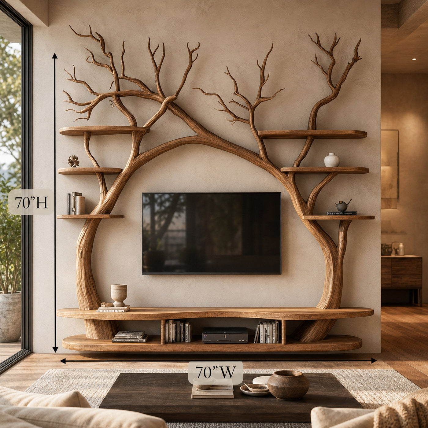 Modern Sculptural Tree TV Wall Unit For Living Room And Interior Decor - product view 7