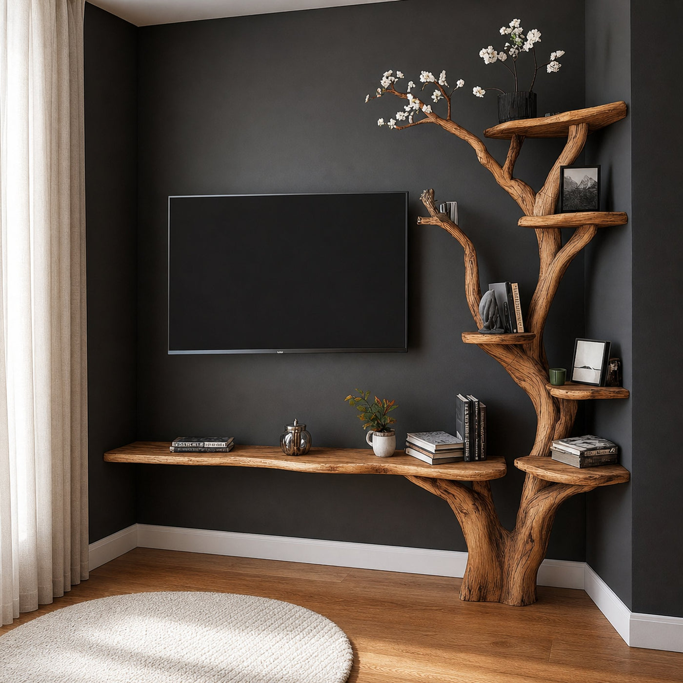 Modern Sculptural Tree Wall Mounted Desk For Living Room