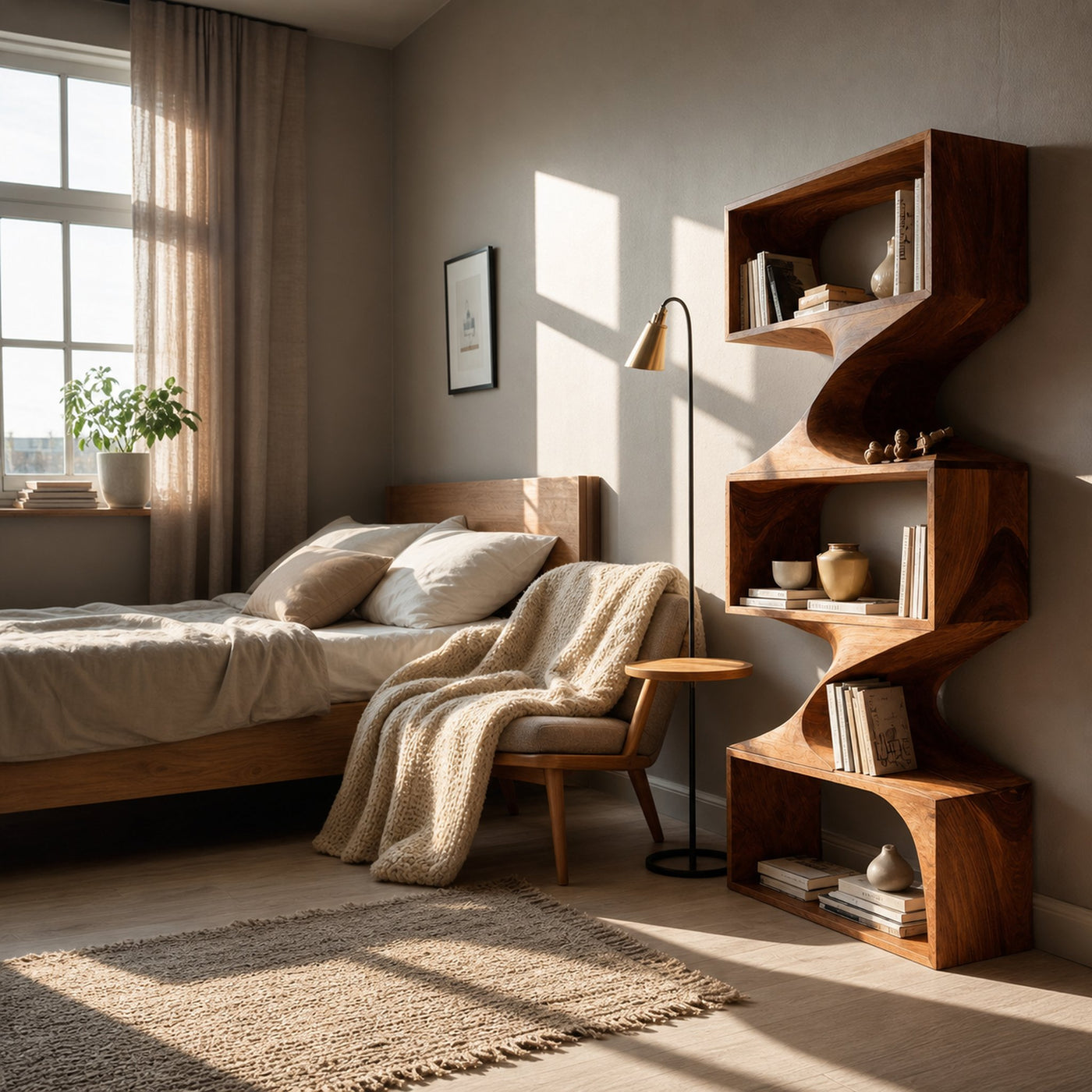 Modern Sculptural Wall Bookcase For Living Room Or Office - product view 6