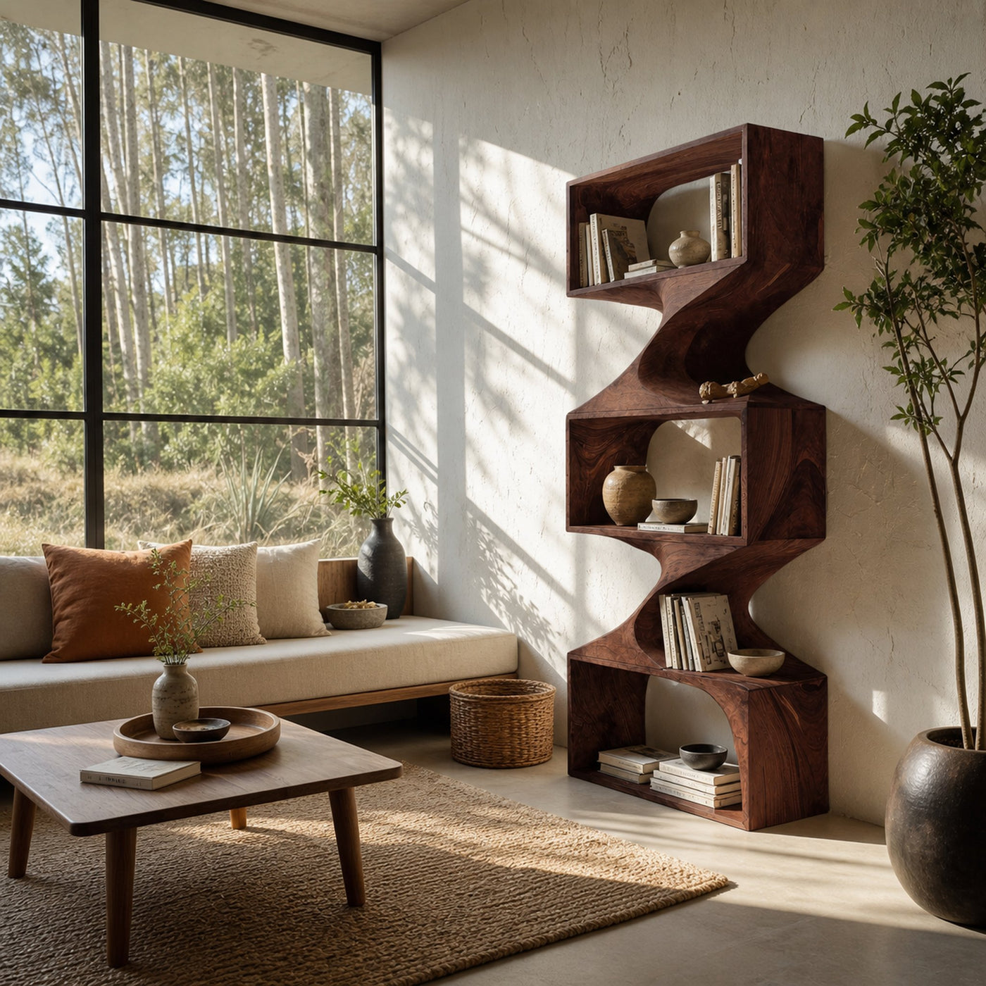 Modern Sculptural Wall Bookcase For Living Room Or Office - product view 7