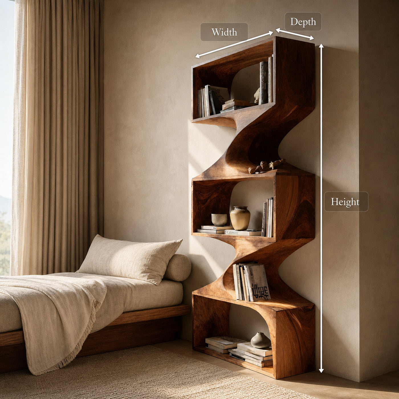 Modern Sculptural Wall Bookcase For Living Room Or Office - product view 8