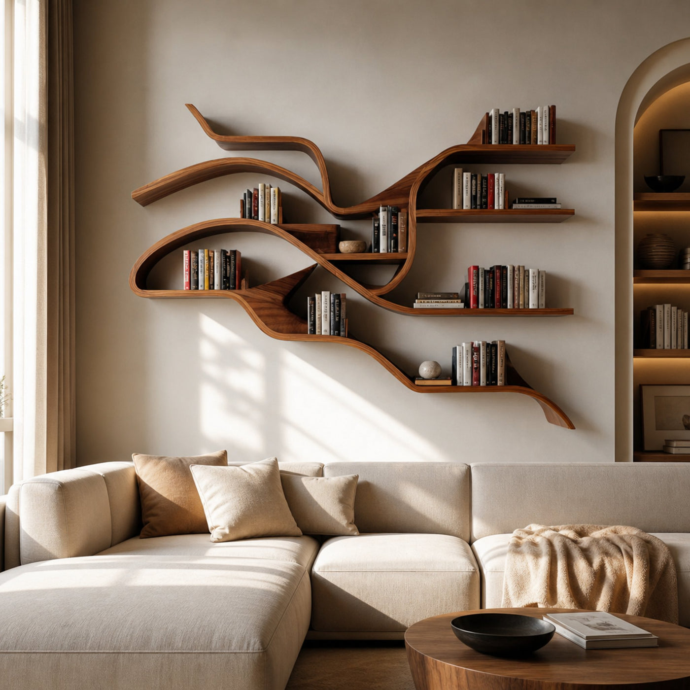 Modern Sculptural Wall Bookshelf For Living Room - product view 6