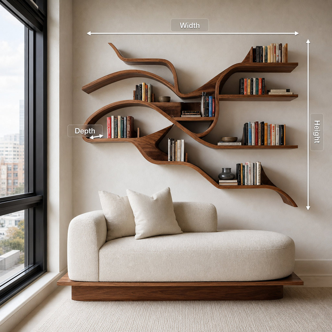 Modern Sculptural Wall Bookshelf For Living Room - product view 8