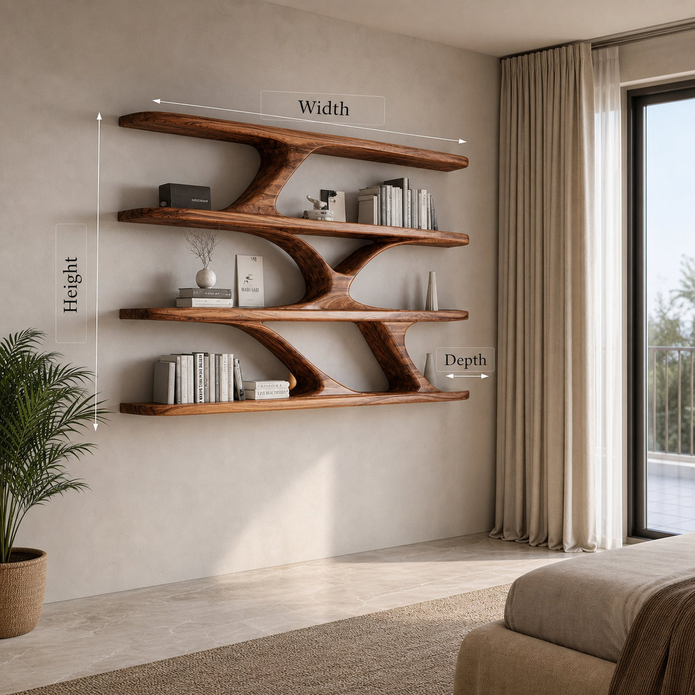 Modern Sculptural Wall Mounted Bookshelf For Bedroom - product view 6