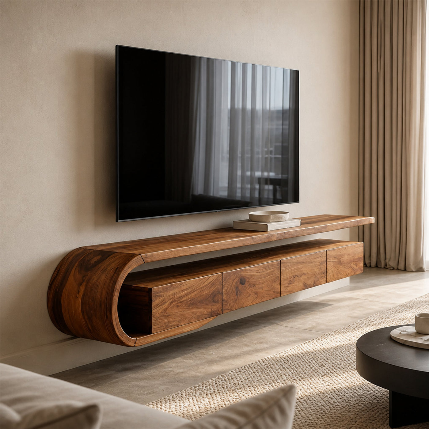 Modern Sculptural Wall Mounted TV Console For Living Room - product view 6