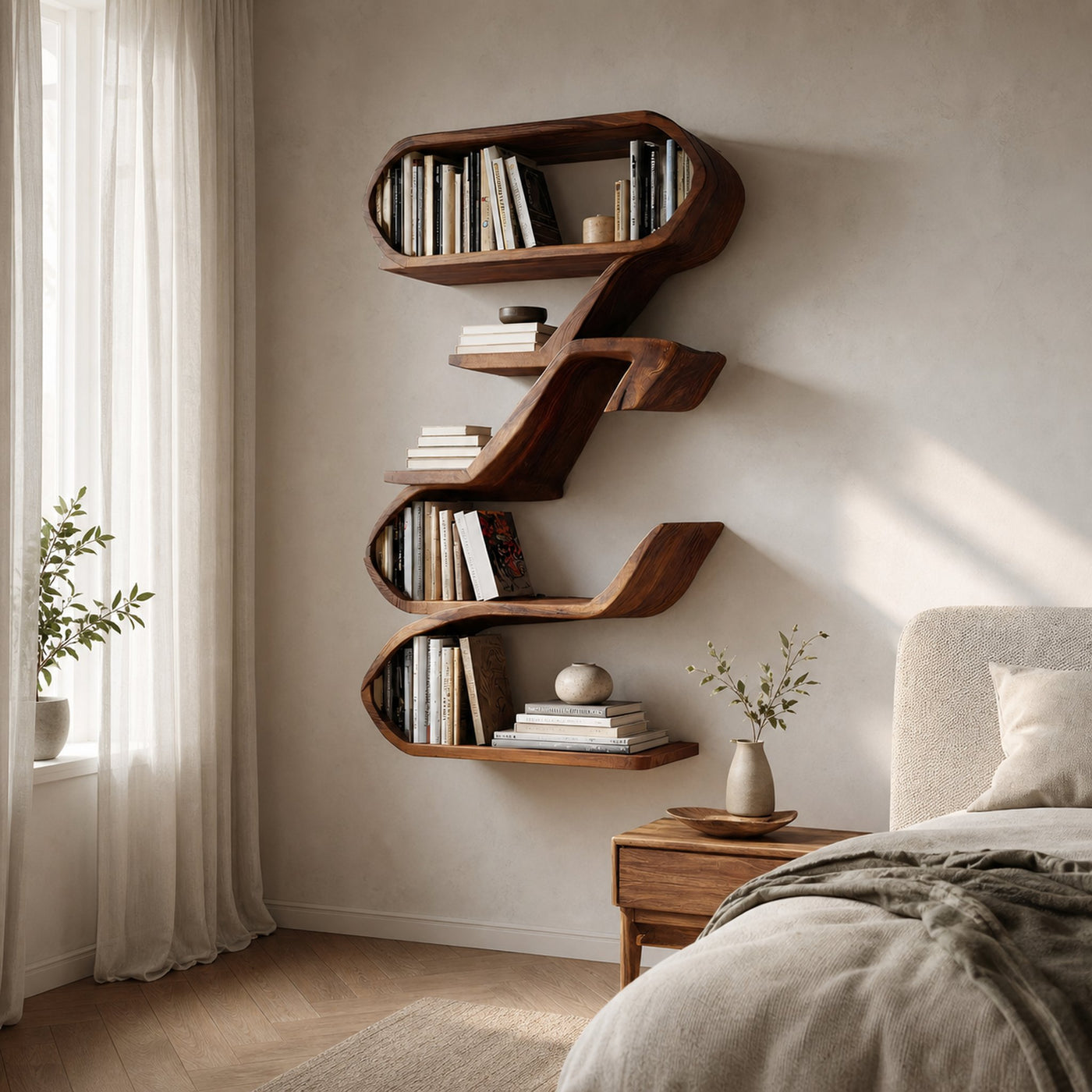 Modern Sculptural Wall Shelf For Living Room Display