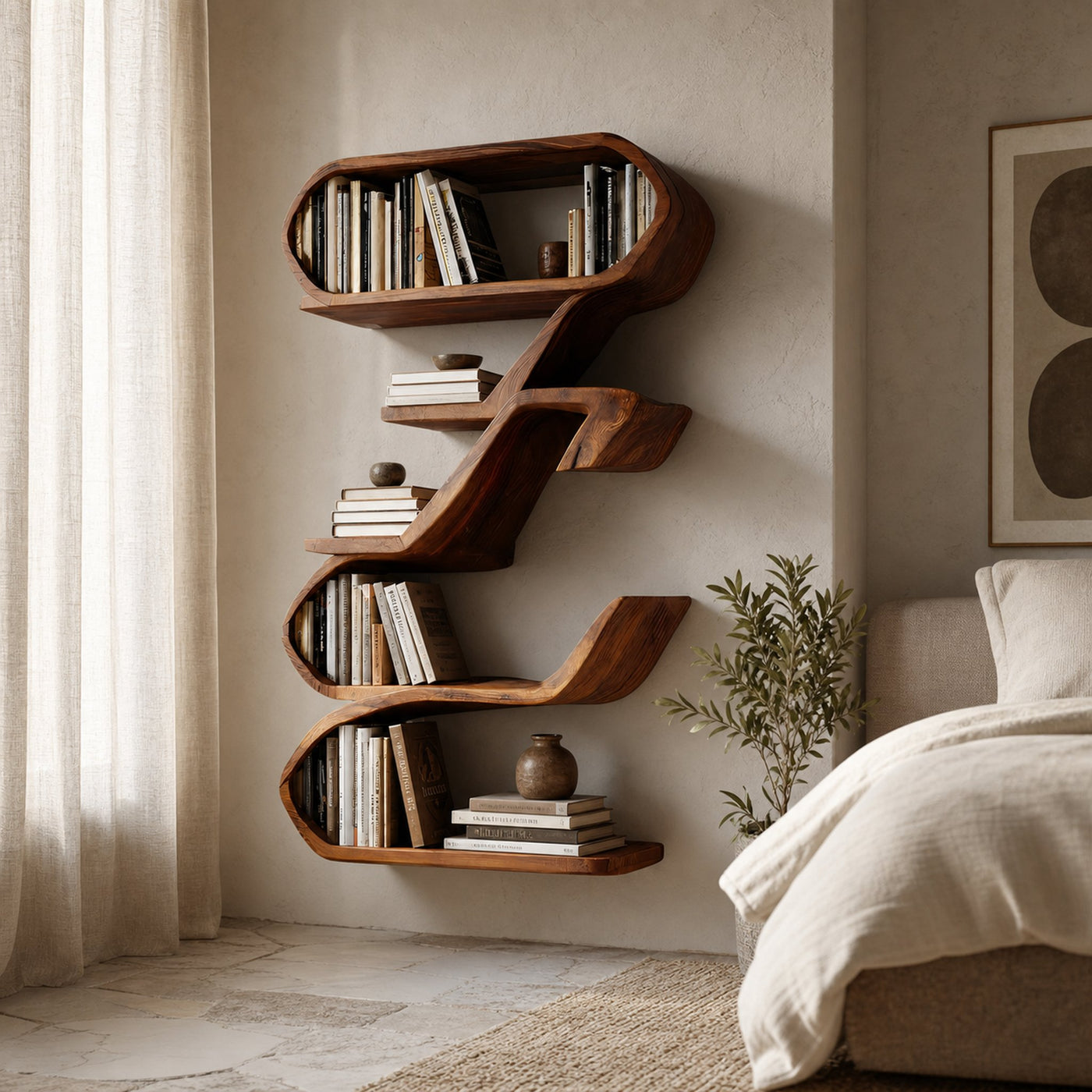 Modern Sculptural Wall Shelf For Living Room Display - product view 6