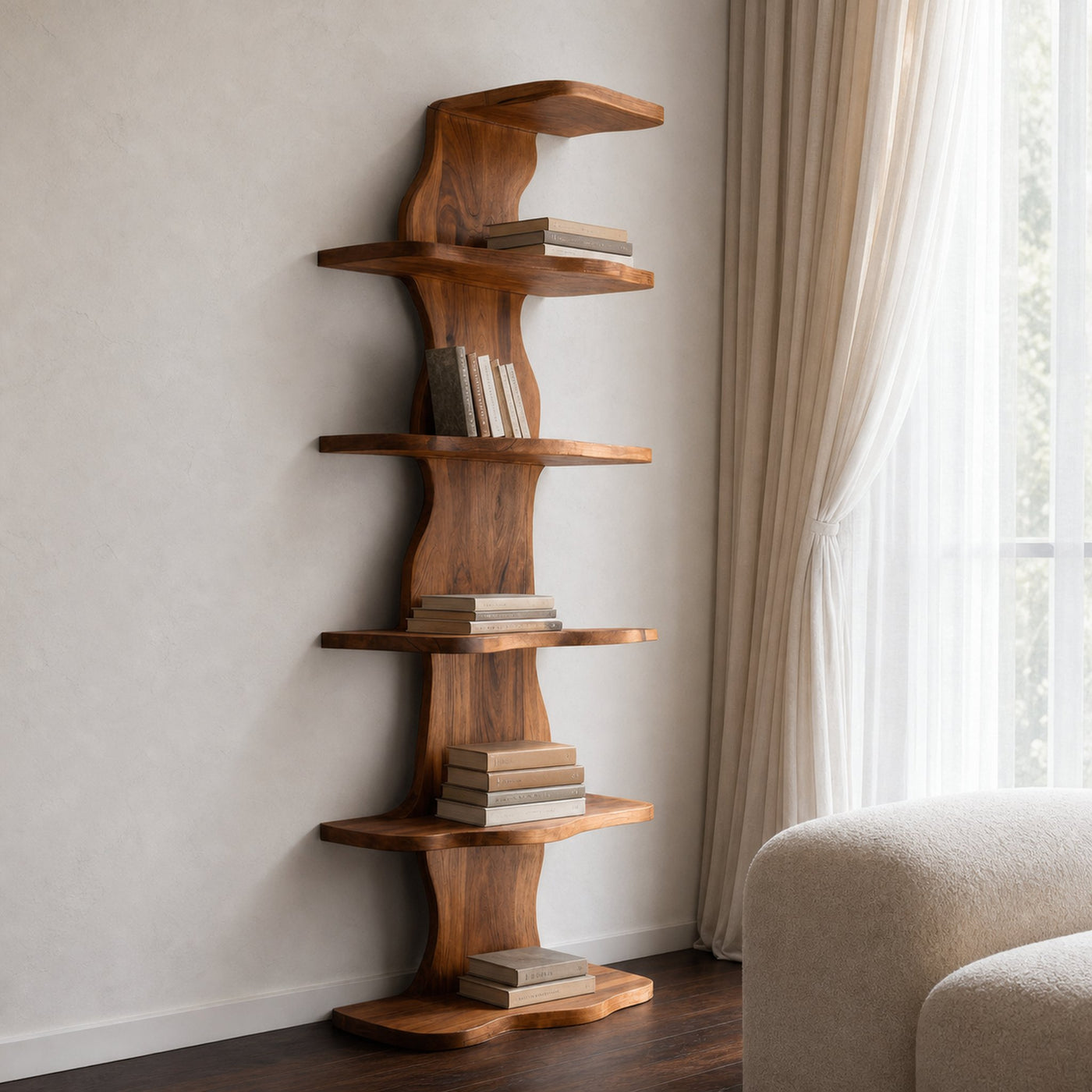 Modern Sculptural Wave Bookshelf For Living Room - product view 2