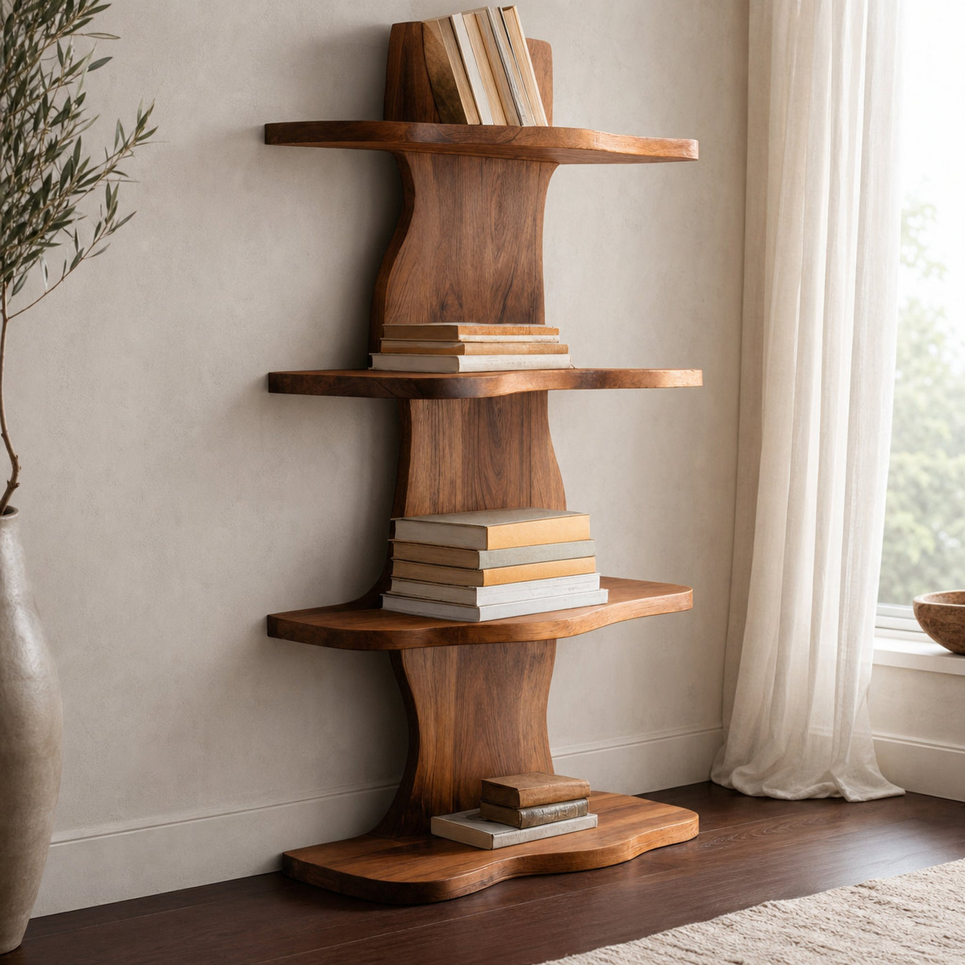 Modern Sculptural Wave Bookshelf For Living Room - product view 4