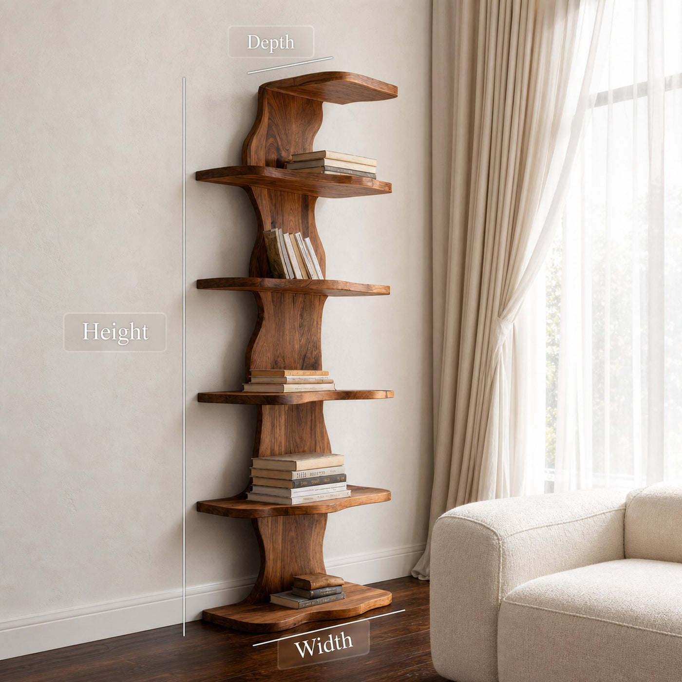 Modern Sculptural Wave Bookshelf For Living Room - product view 7