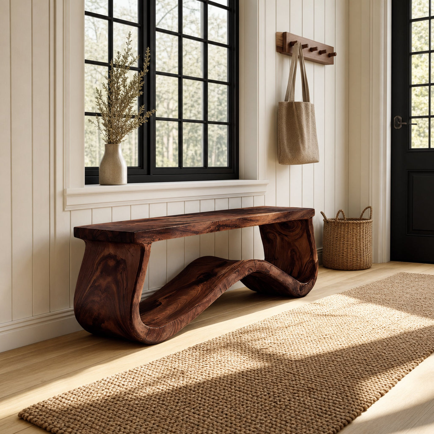 Modern Seating Bench Organic Curved Design For Entryway - product view 7