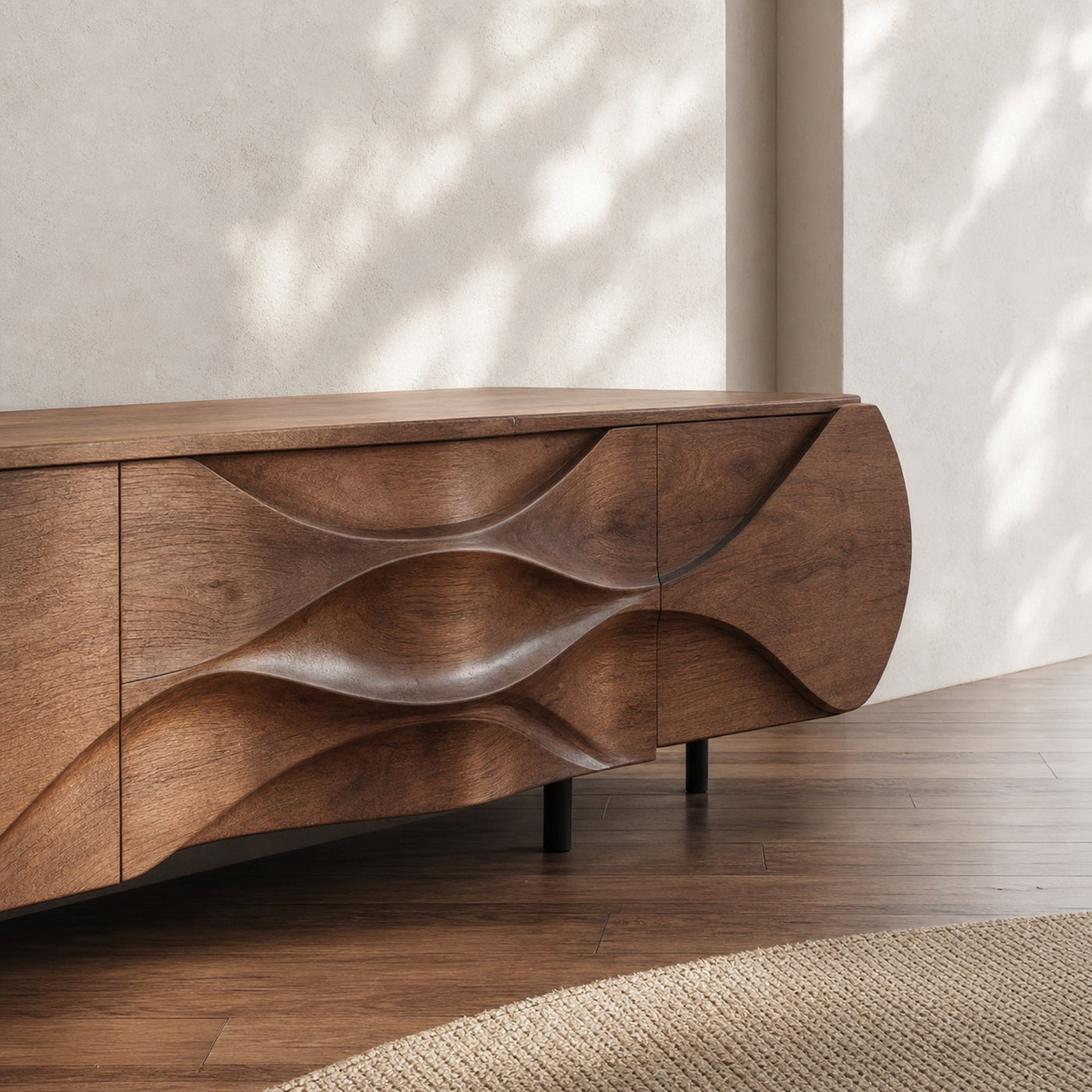 Modern Sideboard With Carved Wave For Living Room - product view 5
