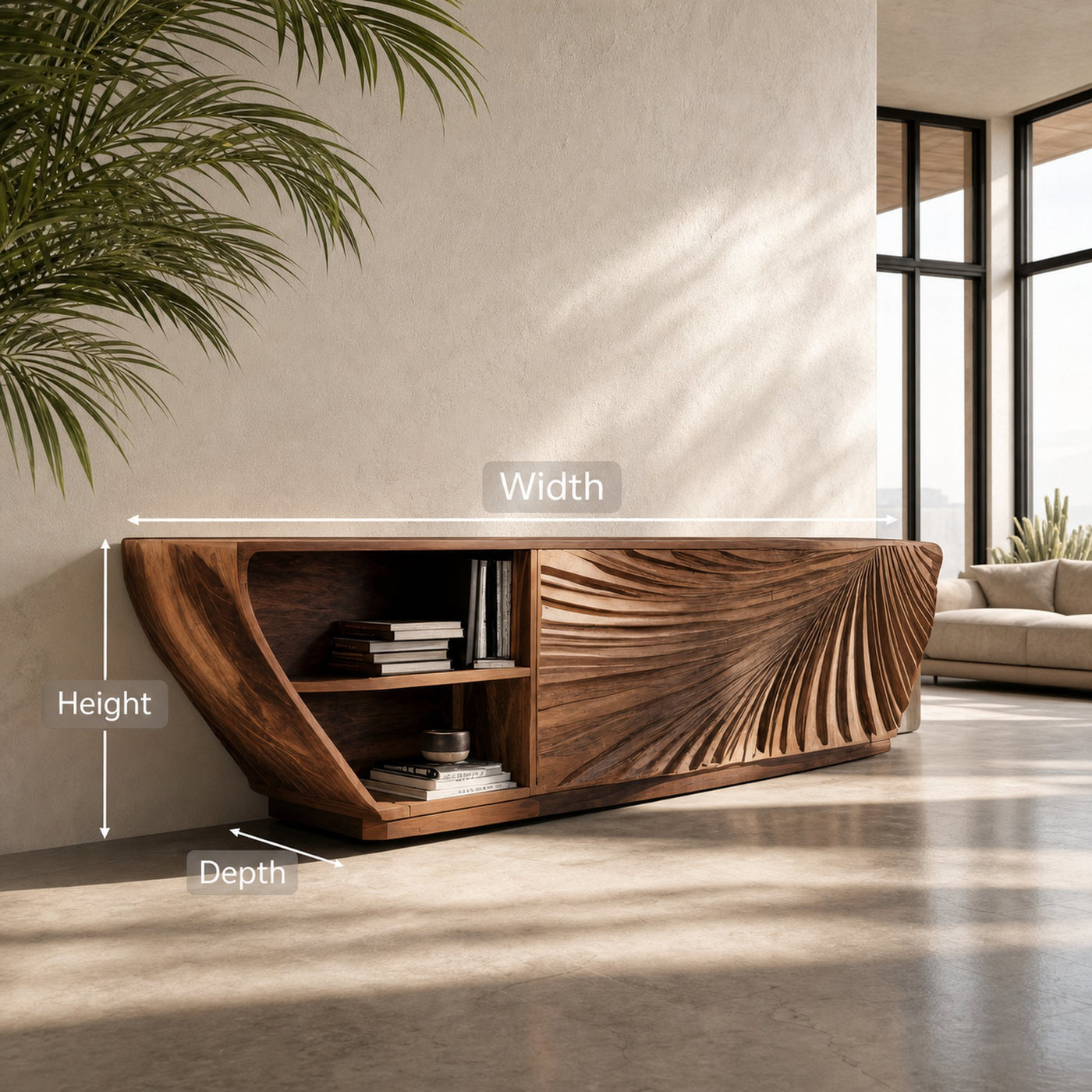 Modern Sideboard With Carved Wave For Living Room Or Dining - product view 8