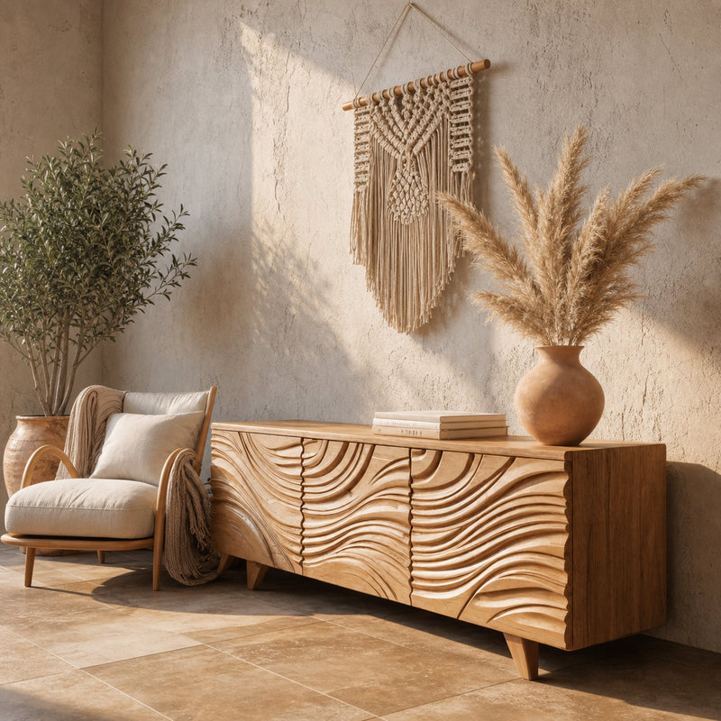Tidemark Meadowview Carved Sideboard with Wave Front