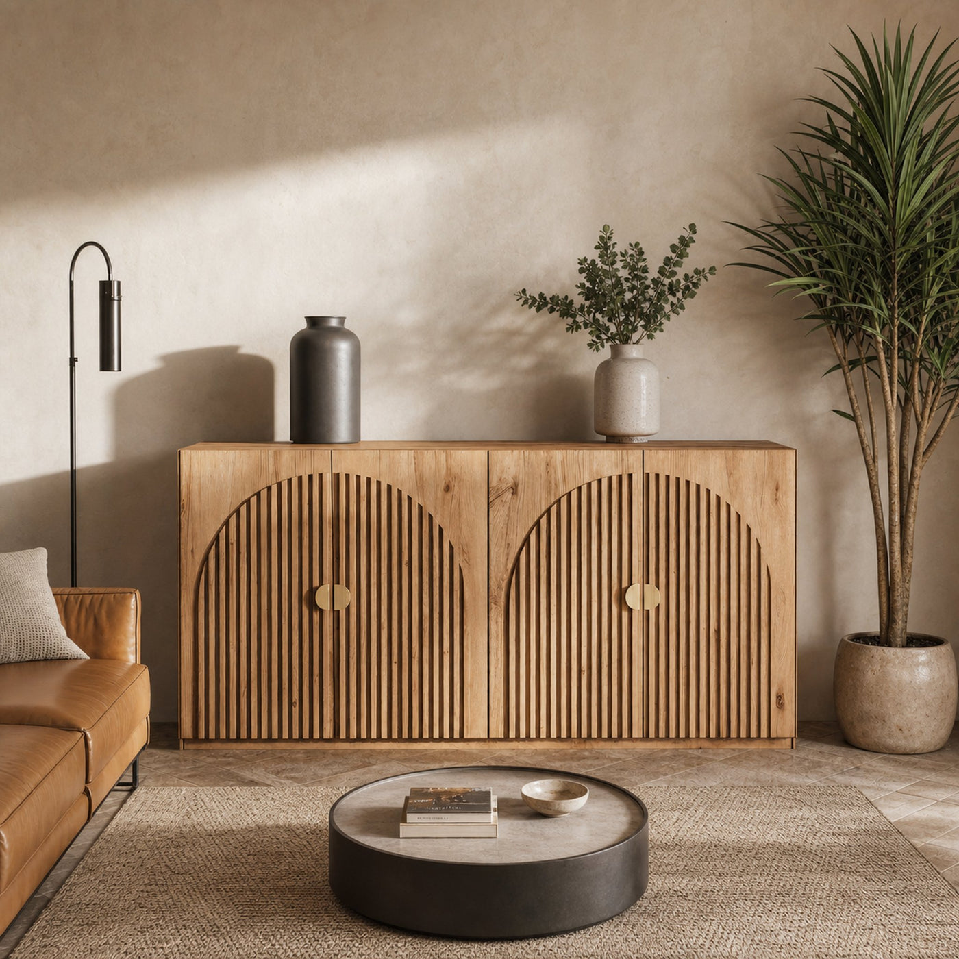 Modern Sideboard With Fluted Arch For Living Room Or Dining Room