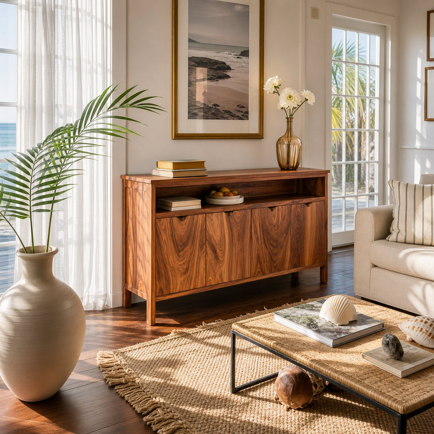 Modern Sideboard With Open Upper Shelf For Home Decor - product view 4