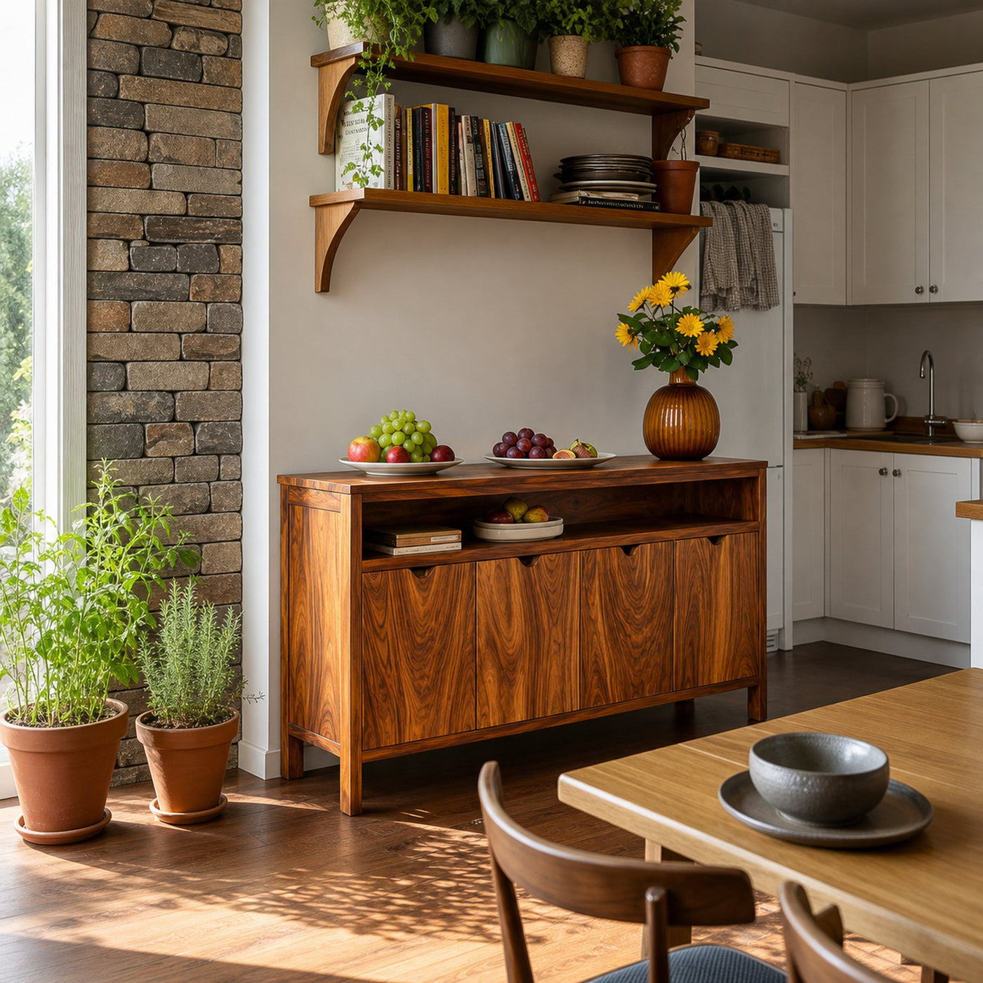 Modern Sideboard With Open Upper Shelf For Home Decor - product view 5