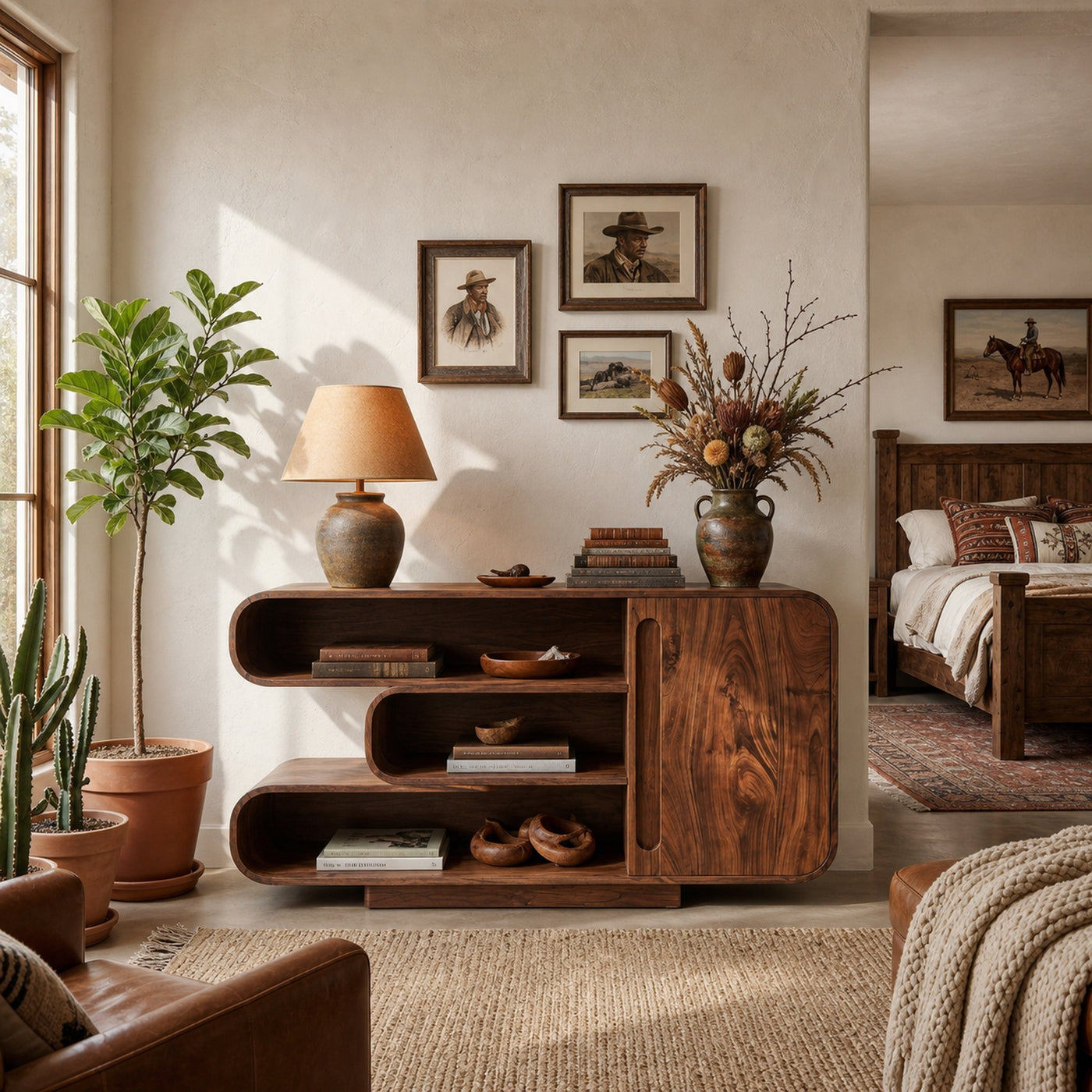 Modern Sideboard With Rounded Corners And Shelves For Living Room - product view 6