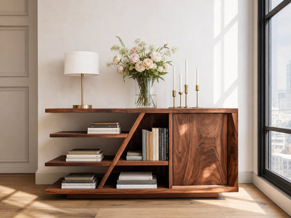 Modern Sideboard With Shelves And Cabinet For Living Room