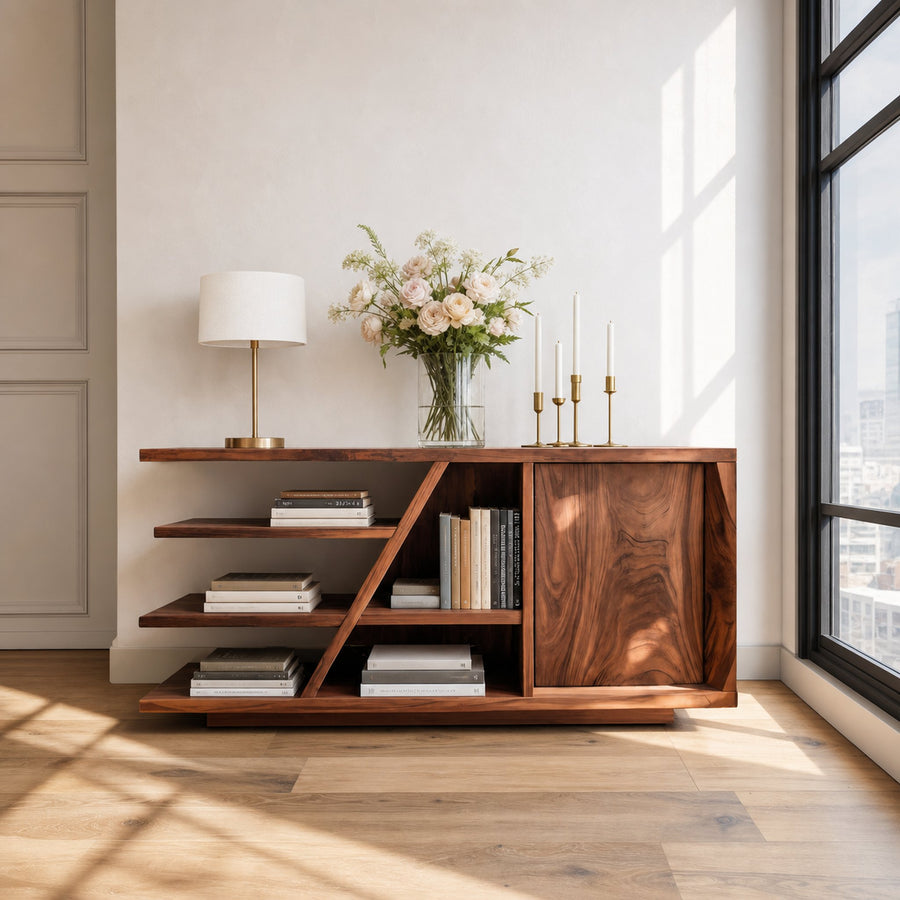 Modern Sideboard With Shelves And Cabinet For Living Room