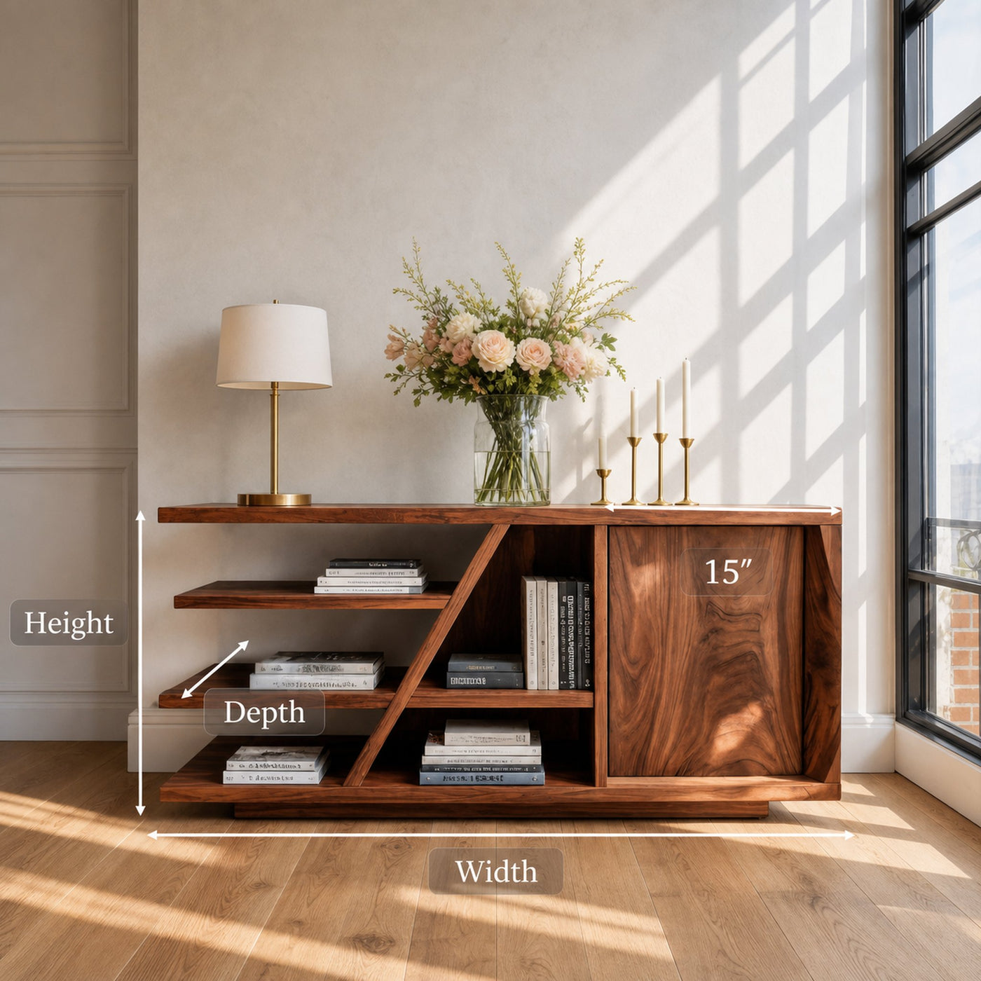 Modern Sideboard With Shelves And Cabinet For Living Room - product view 8