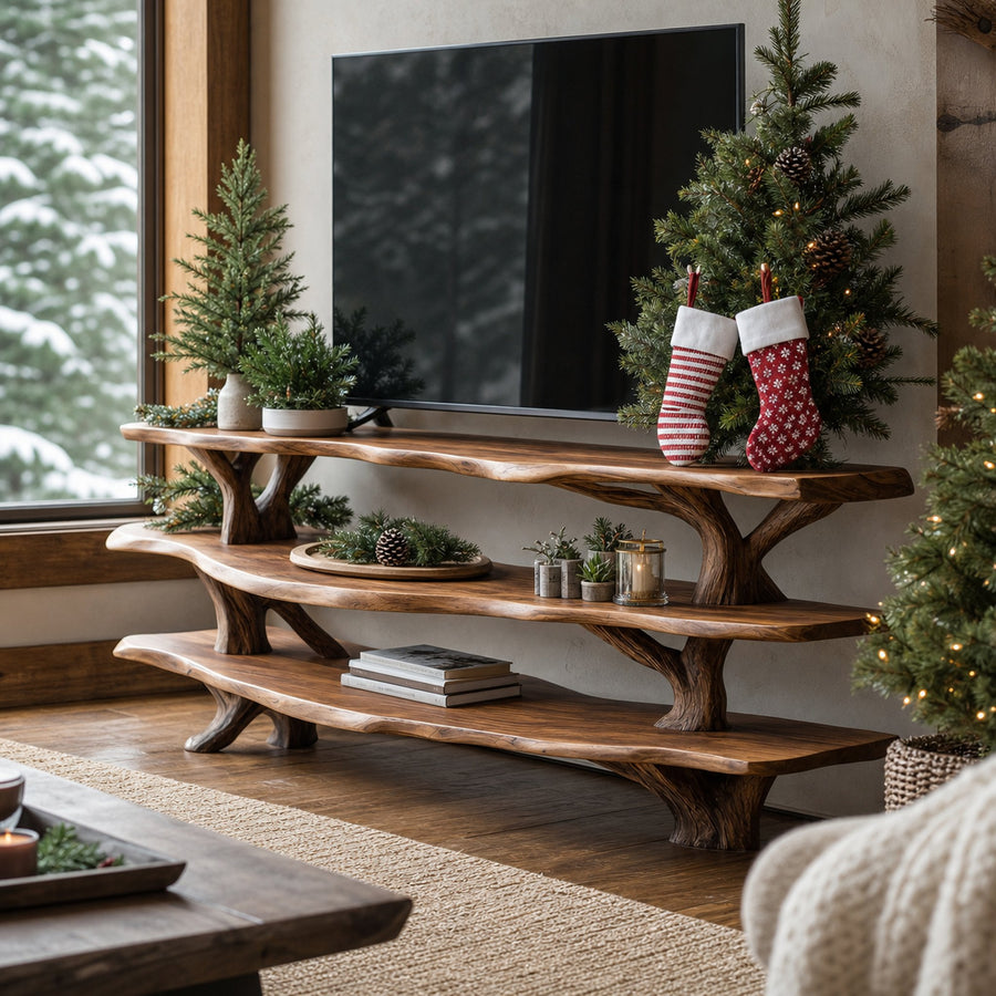 Modern Solid Wood TV Console For Christmas Entryway Living Room