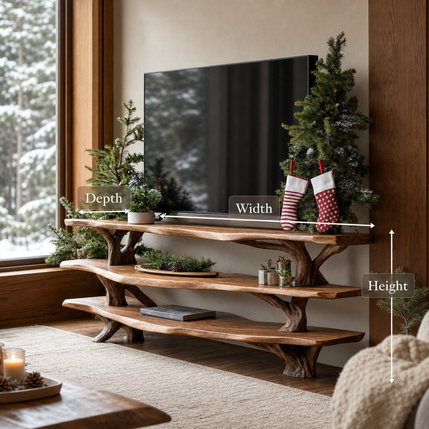 Modern Solid Wood TV Console For Christmas Entryway Living Room - product view 6