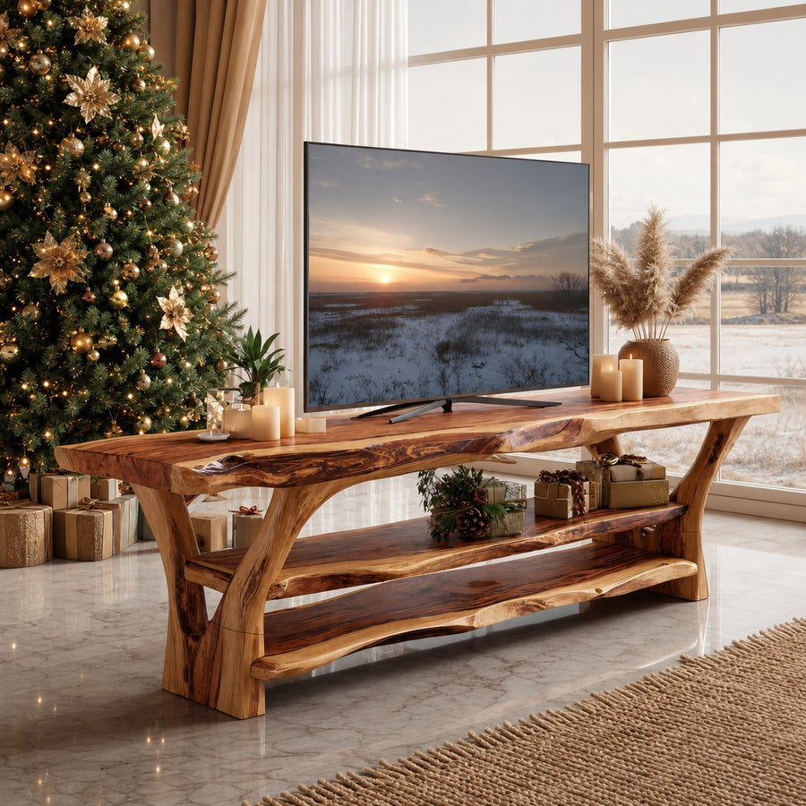 Modern Solid Wood TV Console For Christmas Living Room Design