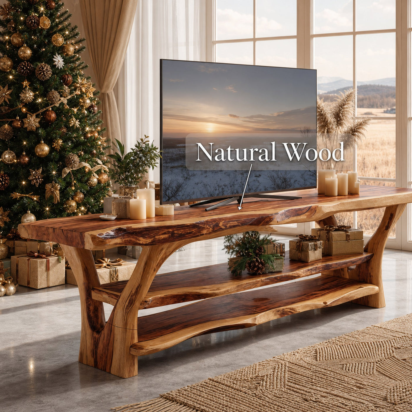 Modern Solid Wood TV Console For Christmas Living Room Design - product view 6