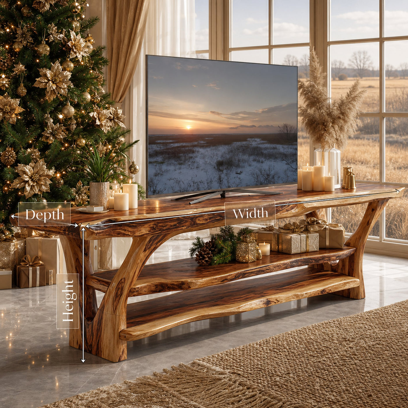 Modern Solid Wood TV Console For Christmas Living Room Design - product view 7