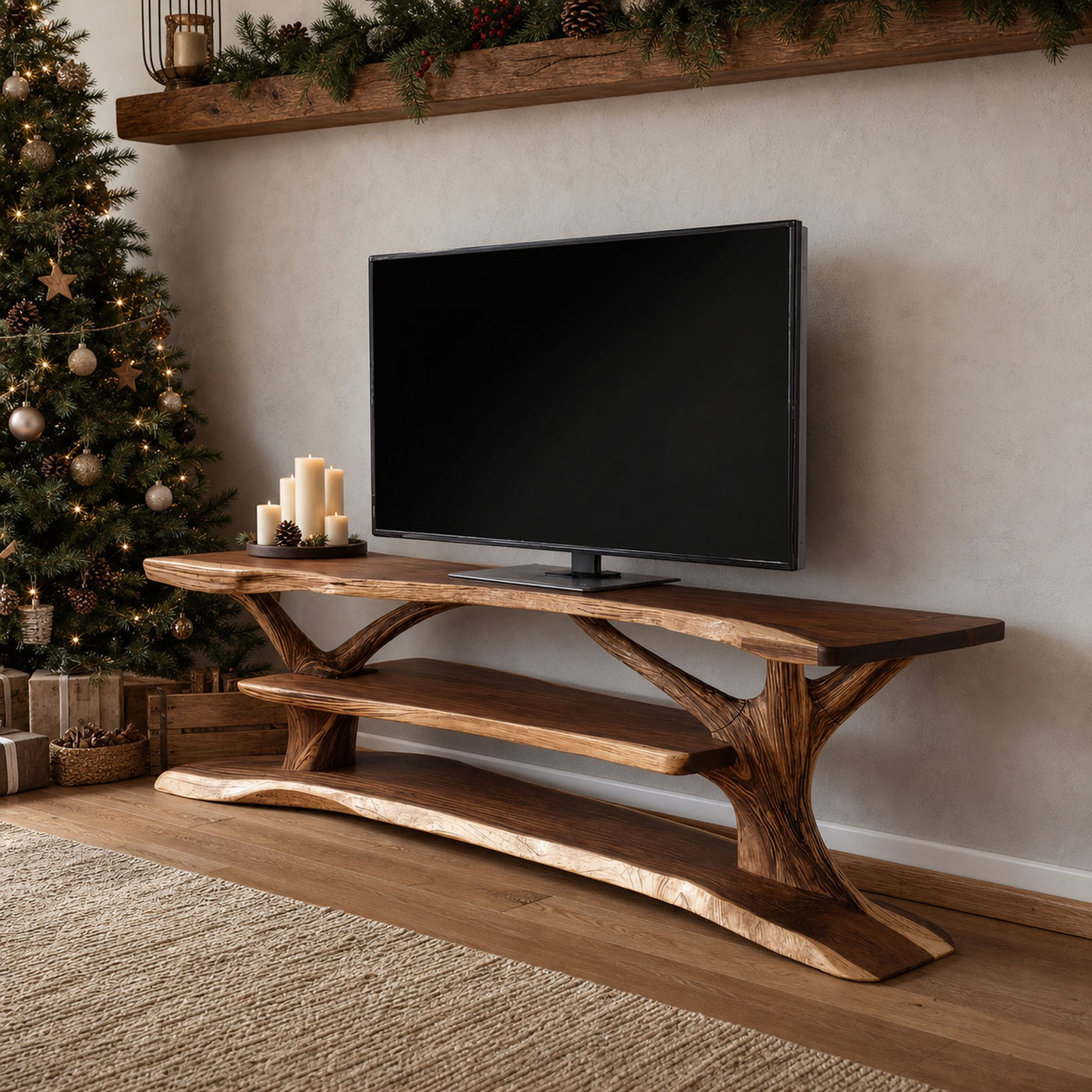 Modern Solid Wood TV Console For Festive Christmas Furniture - product view 6