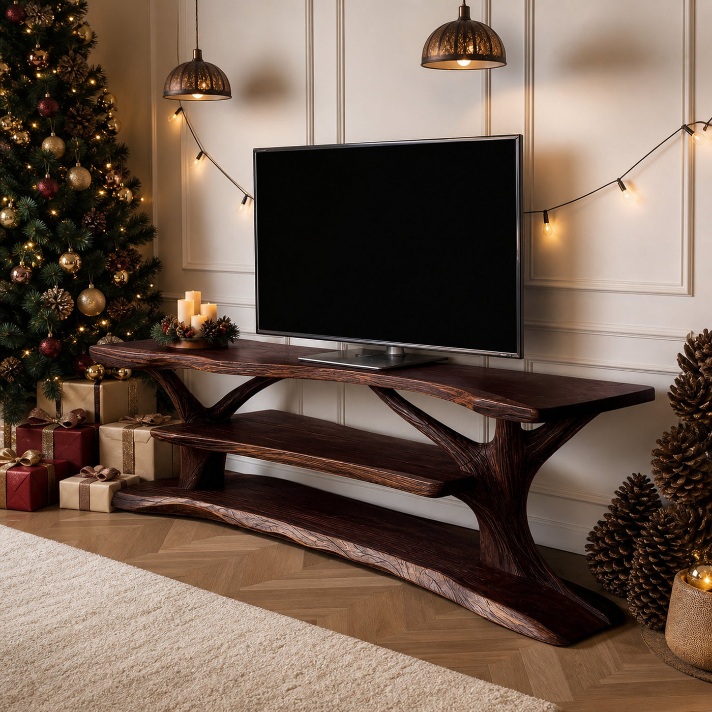 Modern Solid Wood TV Console For Festive Christmas Furniture - product view 7