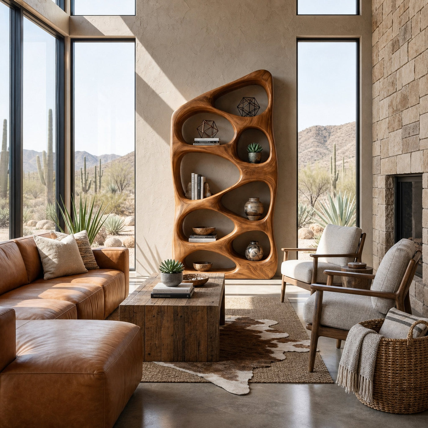 Modern Statement Sculptural Bookshelf For Living Room Style - product view 6