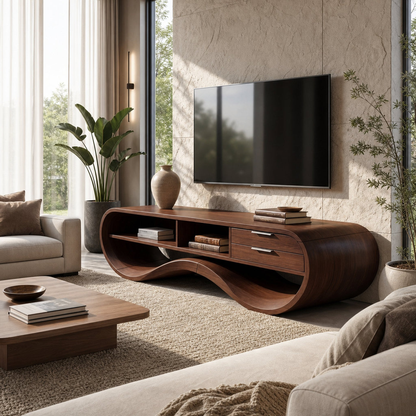 Modern Streamline TV Cabinet For Living Room Space - product view 7