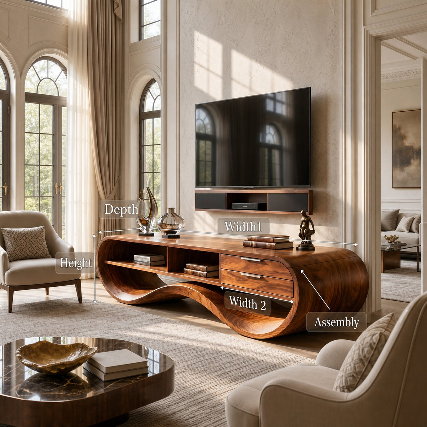 Modern Streamline TV Cabinet For Living Room Space - product view 8
