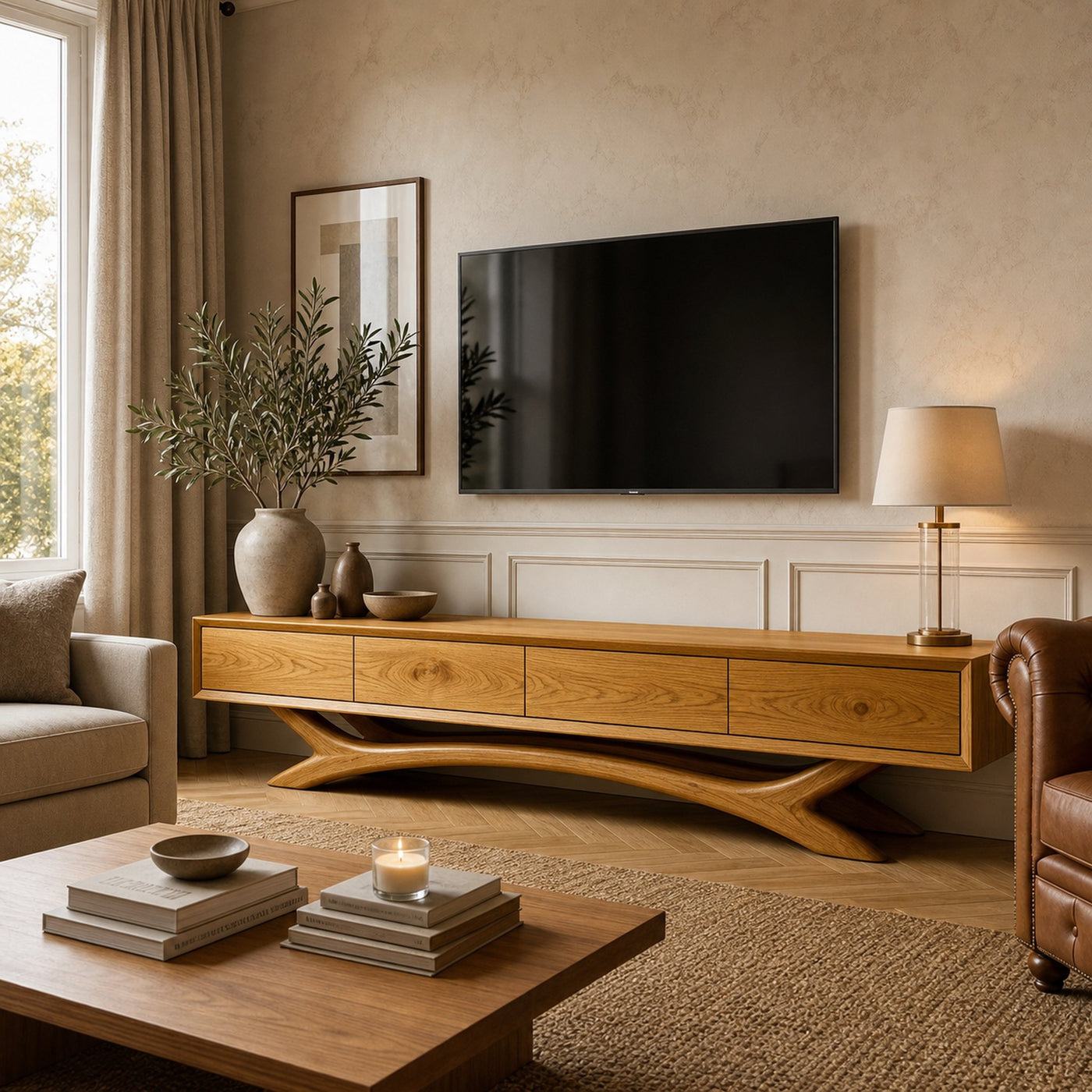Modern TV Cabinet Curved Based Design For Living Room Furniture - product view 6