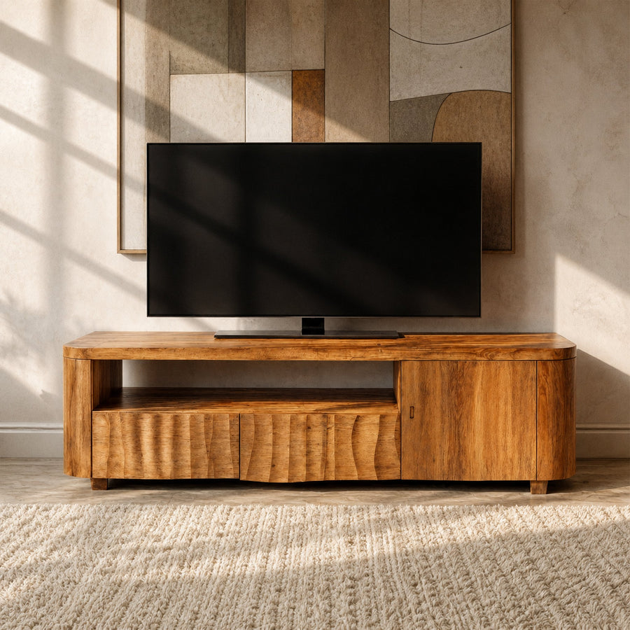 Modern TV Cabinet Solid Wood Storage Drawer Living Room