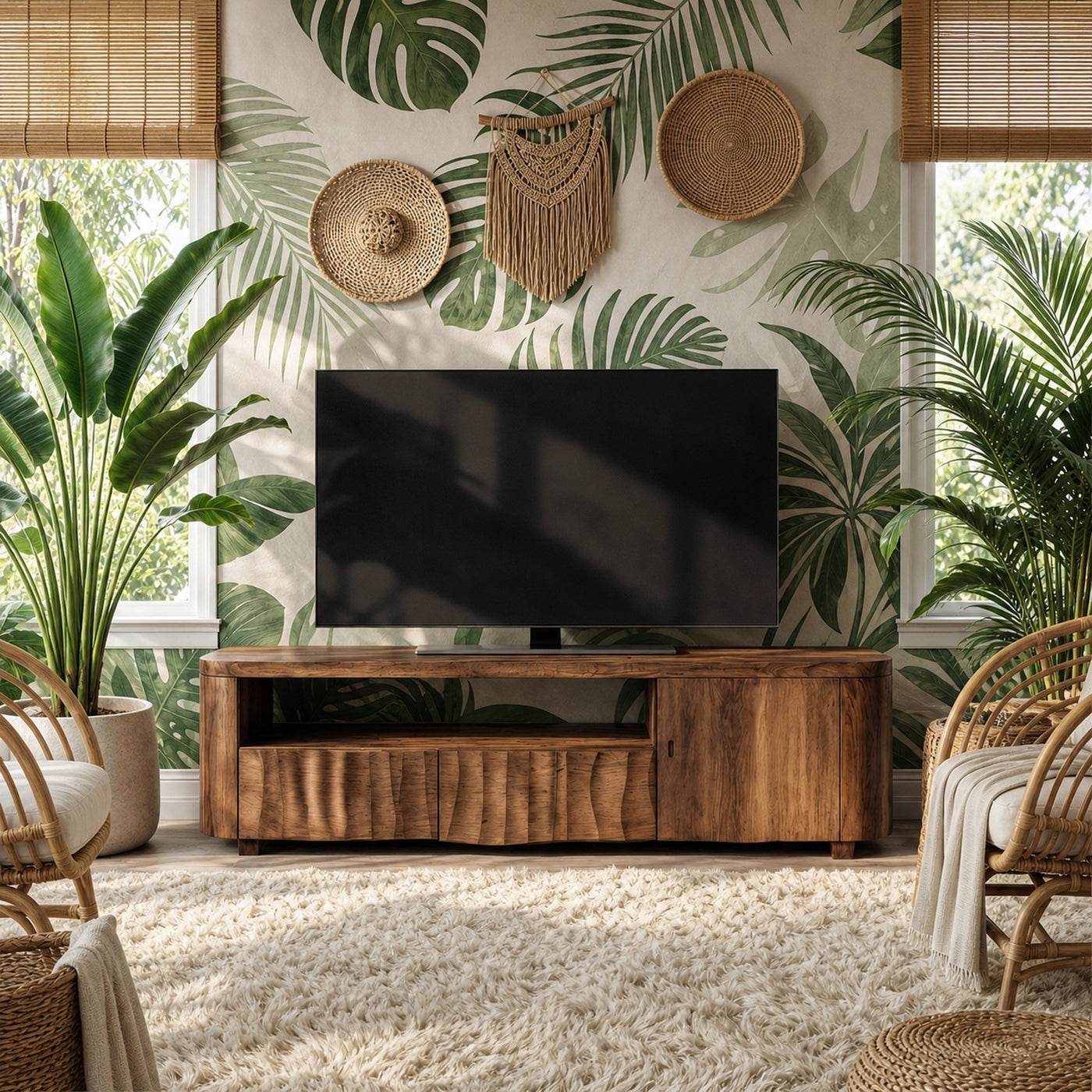 Modern TV Cabinet Solid Wood Storage Drawer Living Room - product view 7