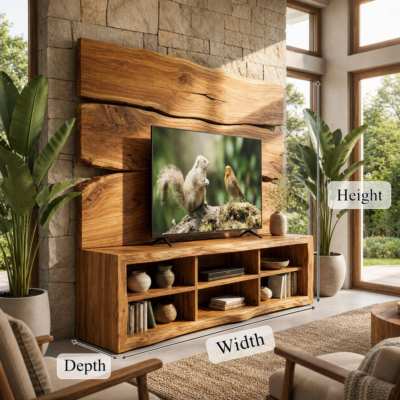 Modern TV Cabinet With Wood Wall Panel Living Room - product view 6