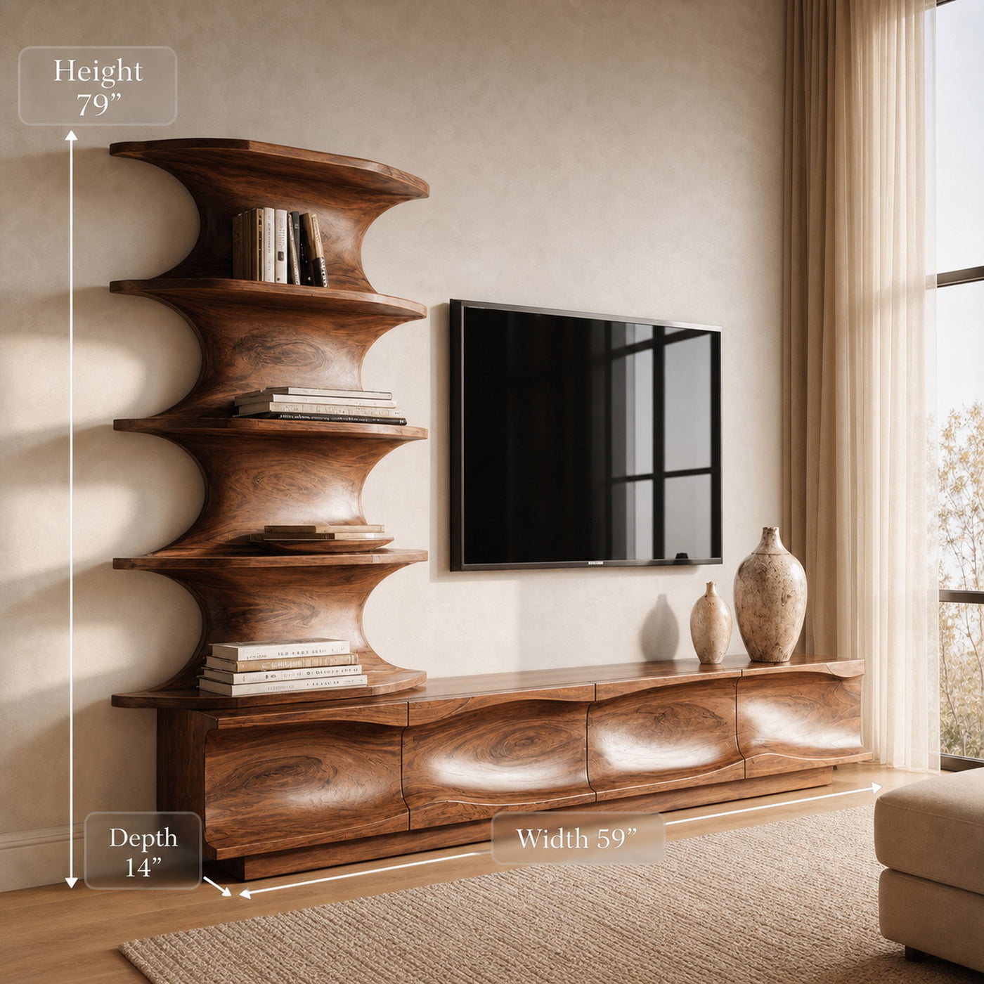 Modern TV Console With Vertical Shelving For Living Room - product view 6