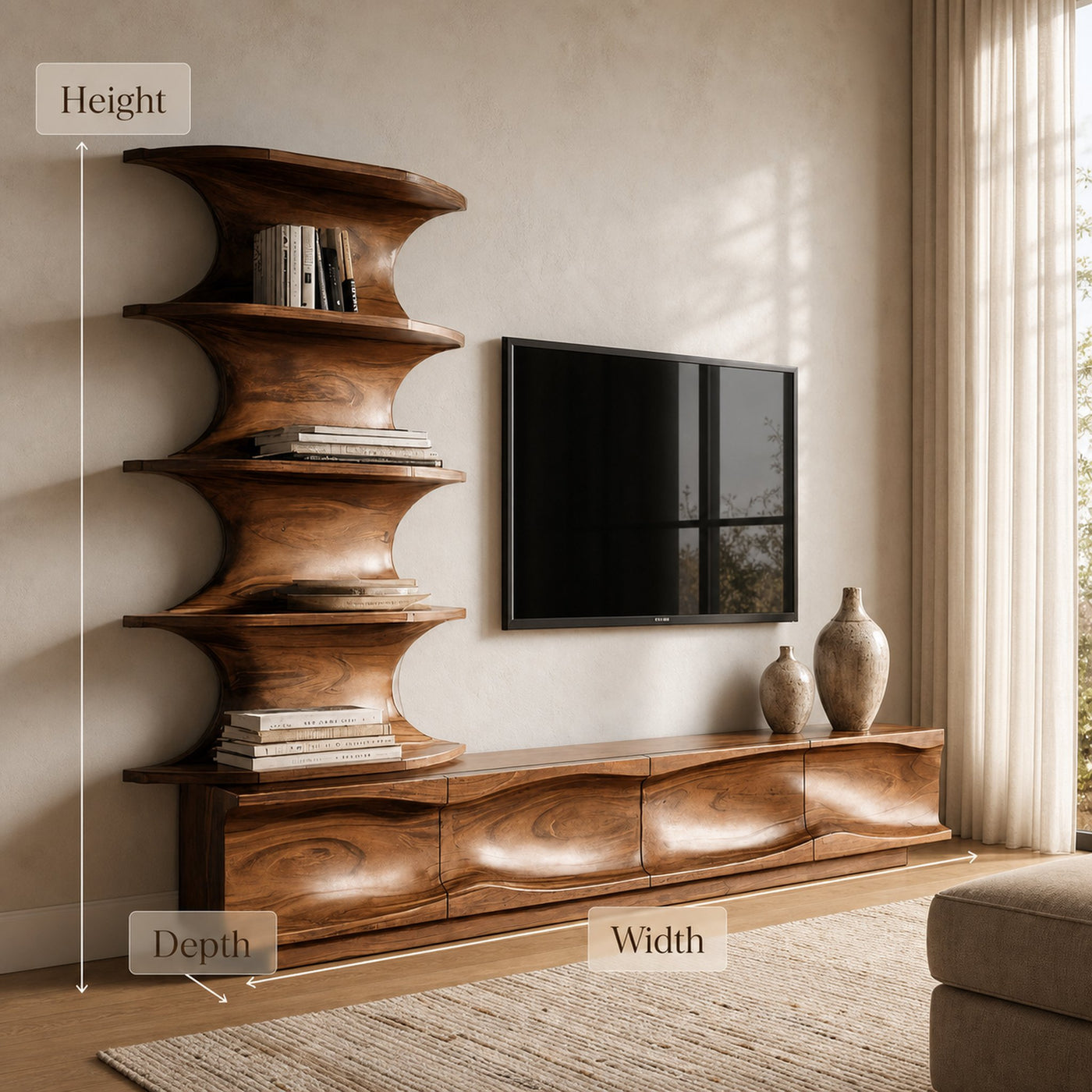 Modern TV Console With Vertical Shelving For Living Room - product view 7