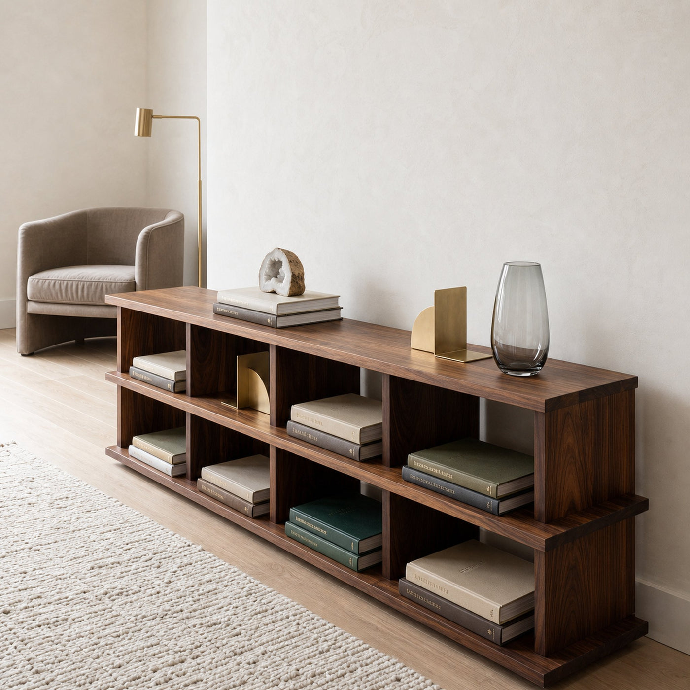 Modern Two Tiers Natural Wood Bookshelf For Home Storage - product view 6
