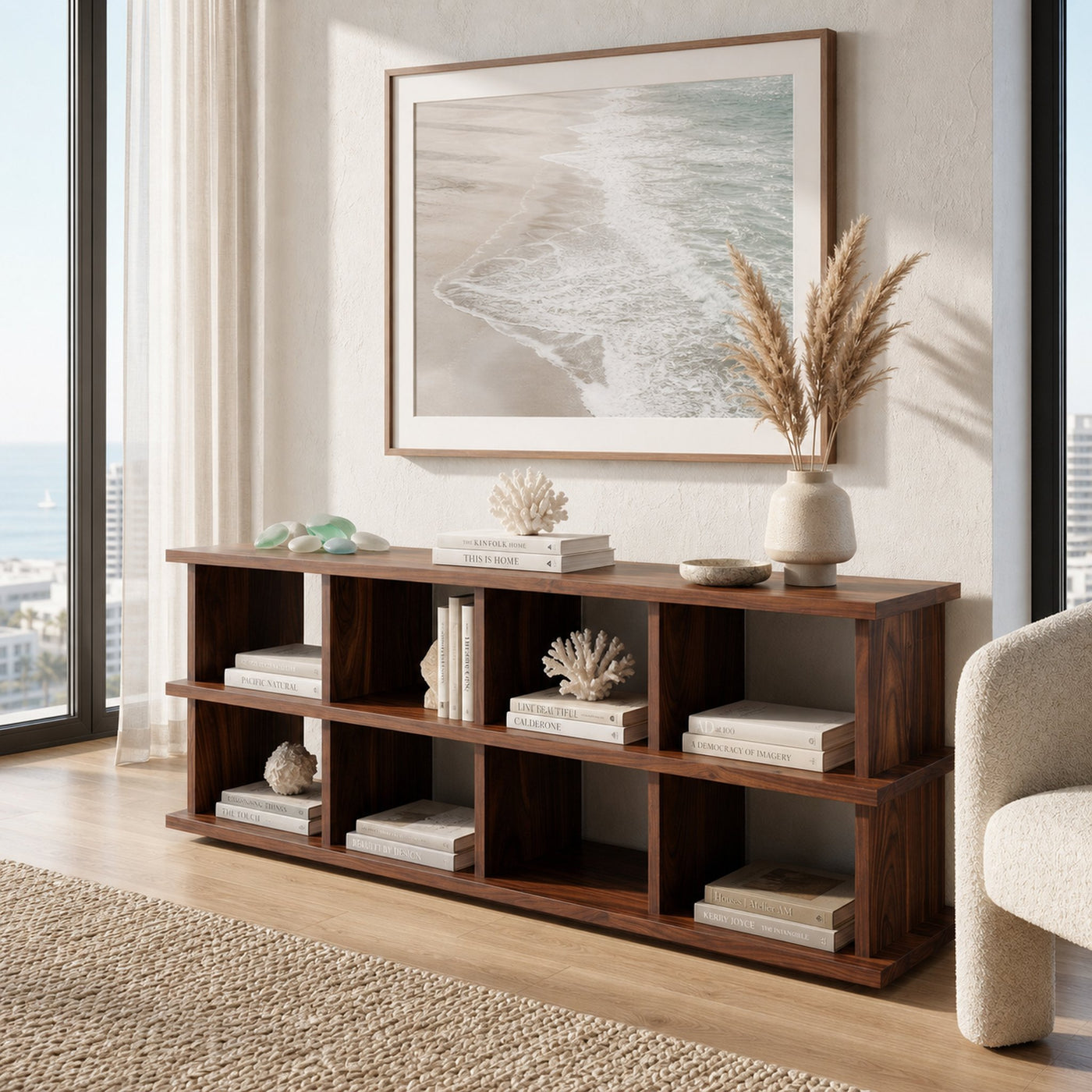 Modern Two Tiers Natural Wood Bookshelf For Home Storage - product view 7