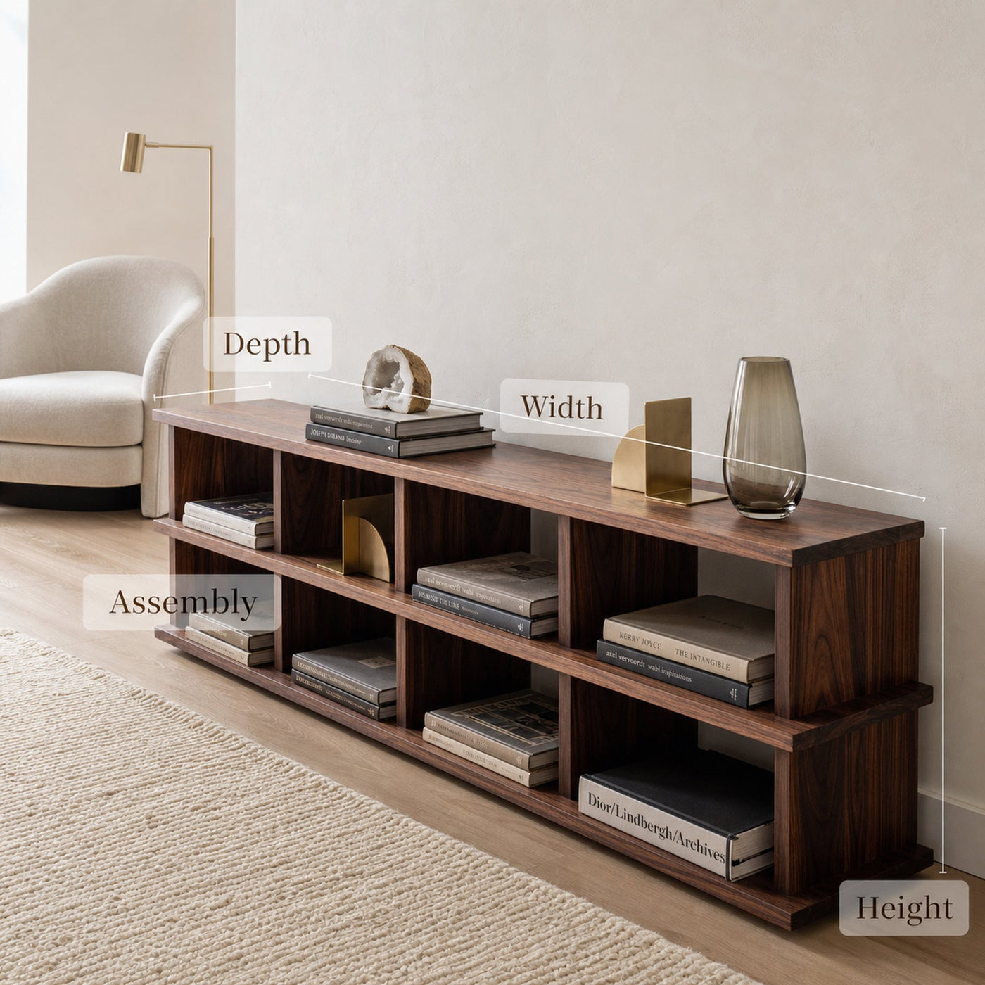 Modern Two Tiers Natural Wood Bookshelf For Home Storage - product view 8
