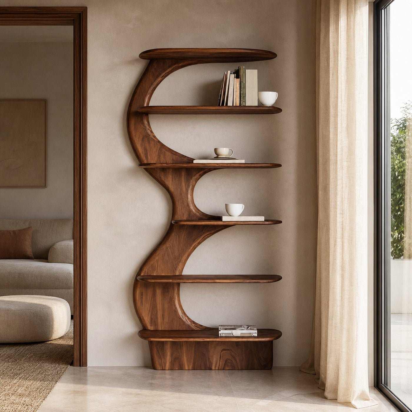 Modern Vertical Bookshelf With Open Storage For Living Room
