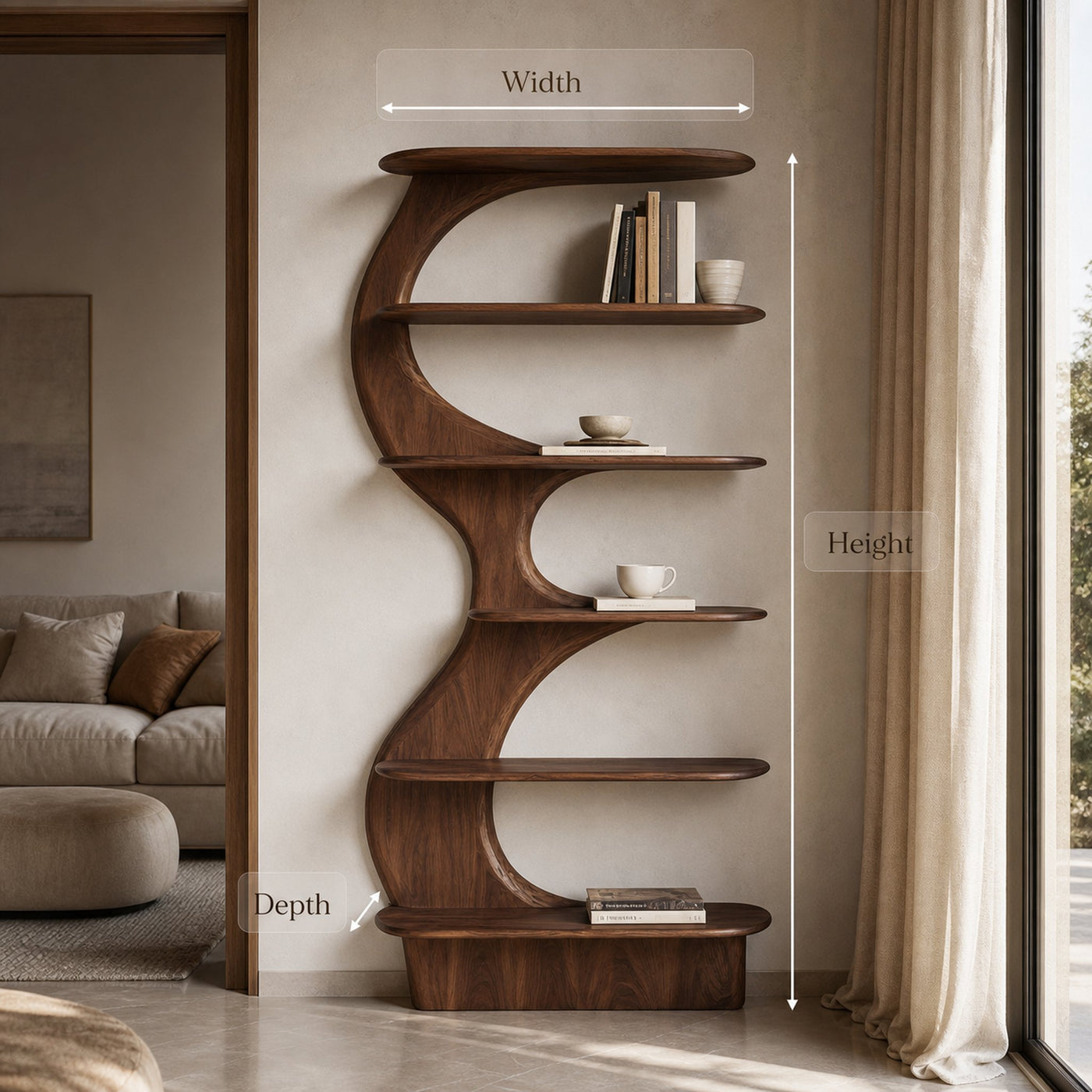 Modern Vertical Bookshelf With Open Storage For Living Room - product view 6